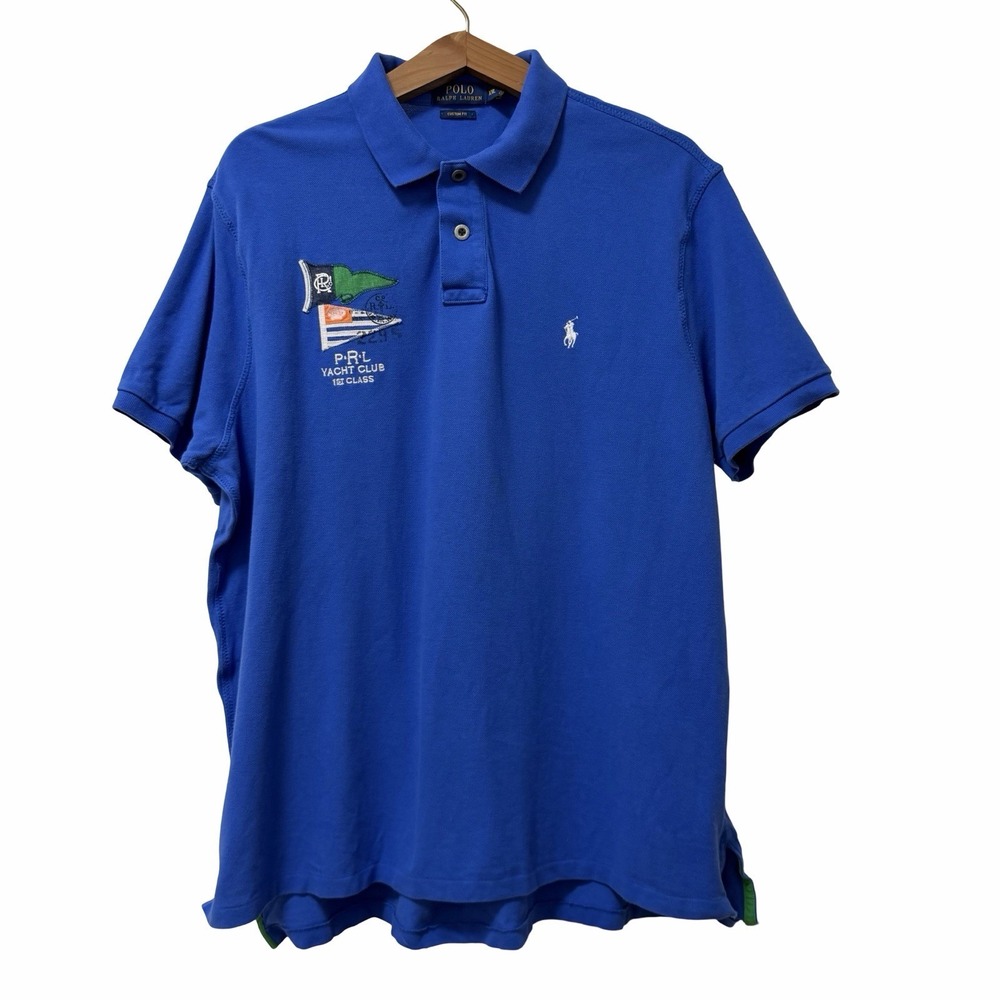 Polo Ralph Lauren PRL Yacht Club Patch Polo Shirt Mens Size XXL Blue Nautical